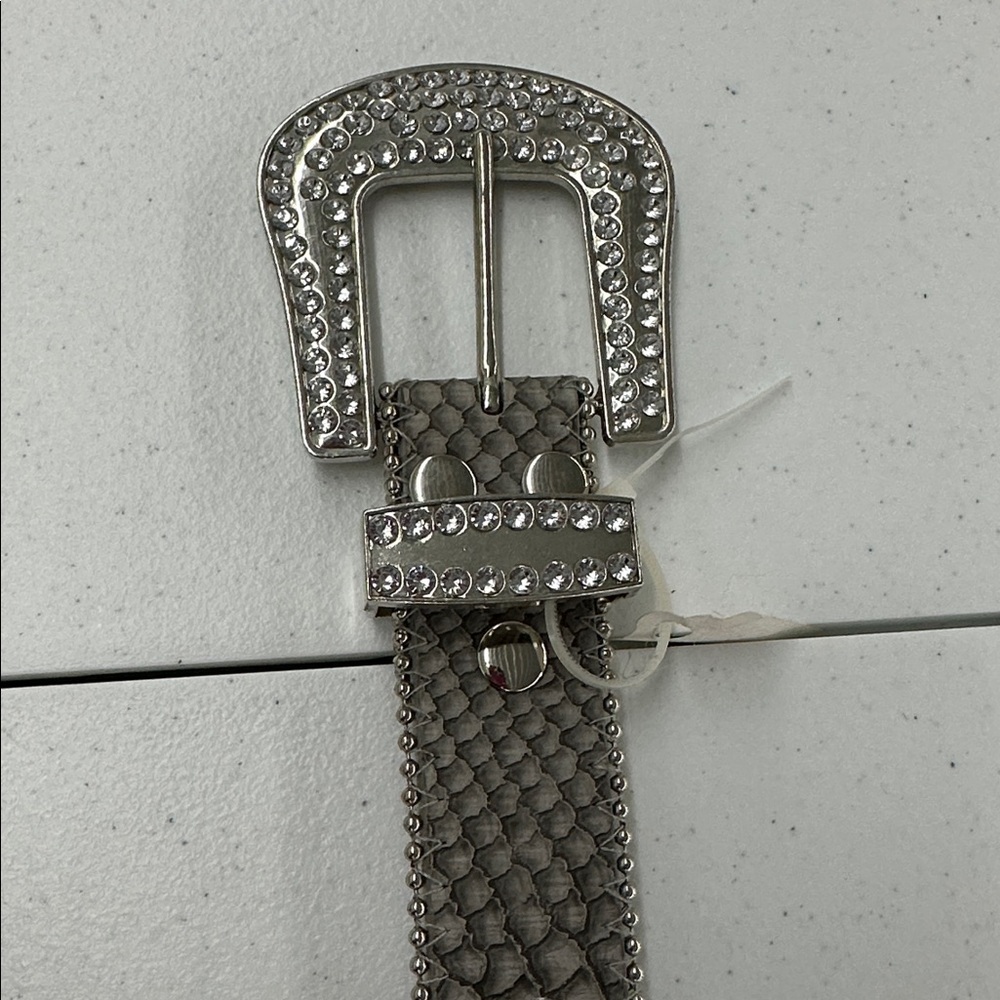Silver Rhinestone Buckle Belt